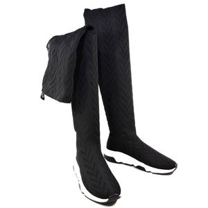 STUDIO ITALIA 🇮🇹 WOMEN'S BLACK FABRIC ABOVE THE KNEE FASHION SNEAKERS